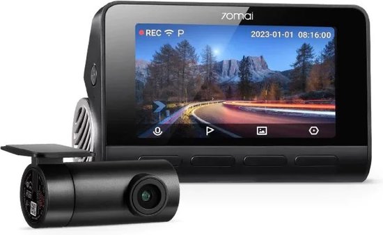 Kit 70mai Dash Cam A810 - Caméra embarquée avant et arrière - 4K Ultra HD avec capteur Sony STARVIS 2 - Vision nocturne HDR - GPS et assistance à la conduite ADAS - Sécurité en mode stationnement - Commande via l'application Wi-Fi et capteur G pour la dét