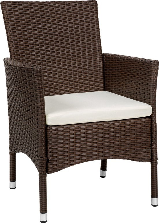 tectake® - Lot de 2 chaises de jardin en osier - incl. 2 sets de housses de coussin (beige et gris) - brun - 404550 - poly-rattan