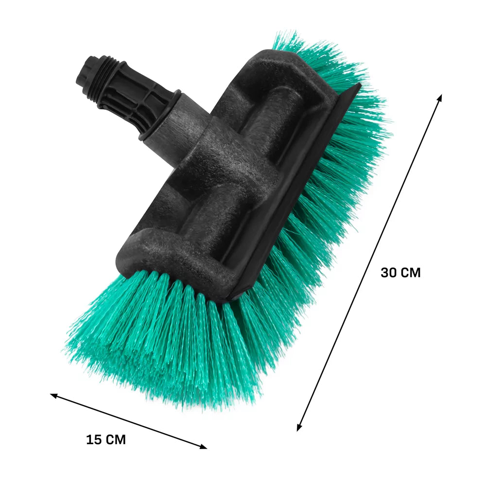 Vonroc Hard Børstehoved - Pour brosse de lavage de télescope - Nettoyage puissant - Terrasses, jantes et bateaux - Avec grattoir en caoutchouc