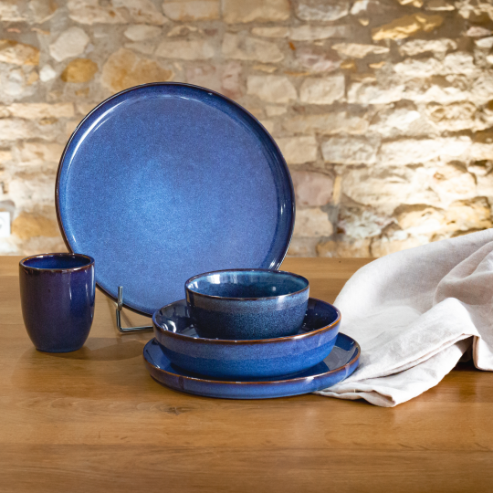 Ardtime Service d'assiettes plates et creuses 18 pièces BLUE MOON