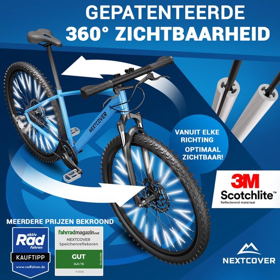 Nextcover® Spoke Reflectors Bicycle 36 Pieces - The Original - [3M Scotchlite] Maximum Visibility I Spoke Light Bicycle I Bicycle Reflectors I Alternative to cat eyes bicycle