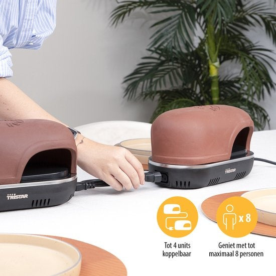 Tristar Pizza Festa Gourmet Connect PZ-9162 - Four à pizza et machine à pizza - Set gourmet pour la pizza - Extensible et connectable jusqu'à 8 personnes - Set de 4 personnes