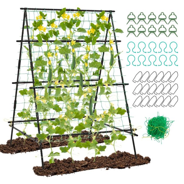 Coast Climbing Rack - A-Frame - Metal - Garden Net - Plant Clips - 130x105x151 cm - Black