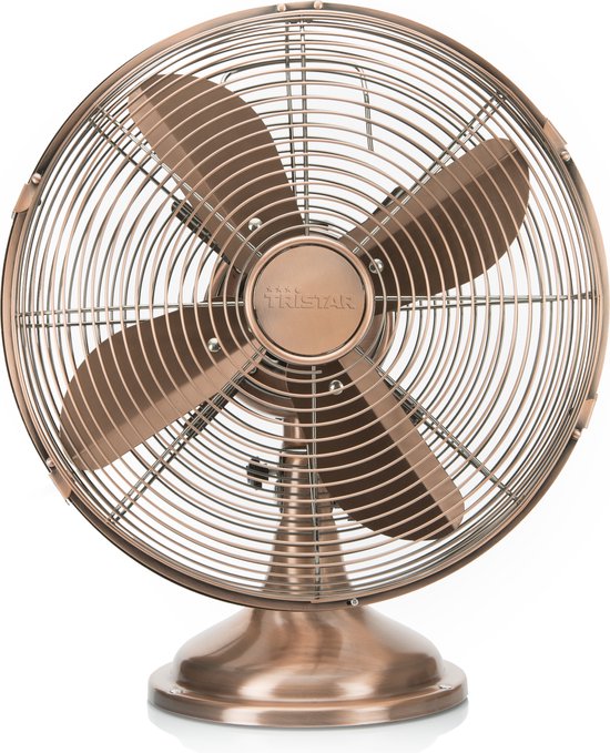 Ventilateur de table Tristar Retro 30 cm – Finition cuivrée – 3 vitesses – Oscillant – VE-5970