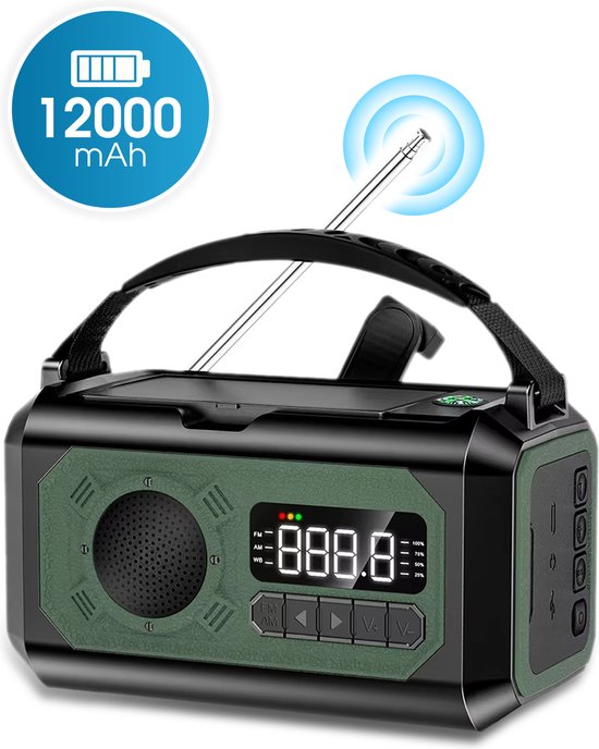 Novalance Emergency Radio - Solar Rewindable 12,000mAh - MODEL 2025 - Solar powerbank - Survival Emergency Kit - Flashlight - Emergency kit - Emergency ration - Radio