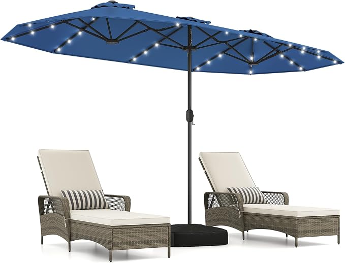 Parasol double Coast avec éclairage LED - 400 x 200 cm - UPF 50+