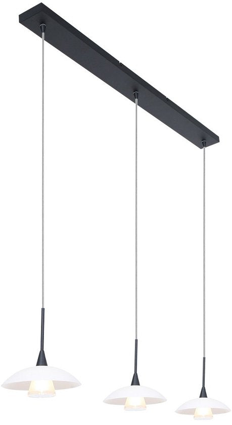 Suspension Tallerken 2654ZW Noir - Style moderne, hauteur réglable, matériaux : verre et métal, d'intérieur, Steinhauer