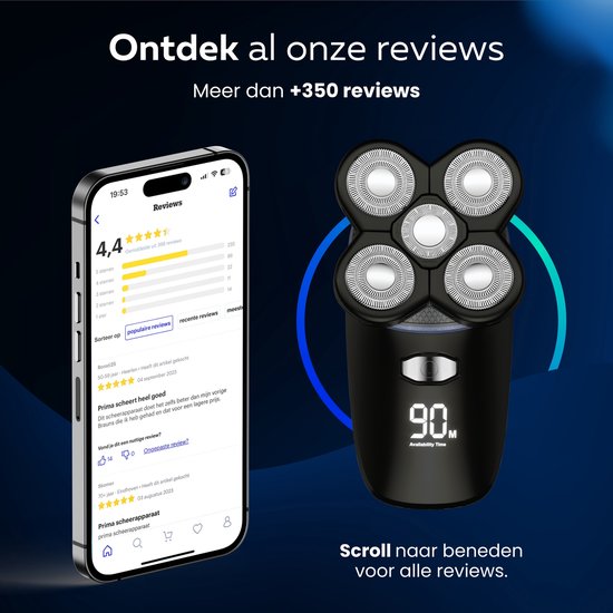 Beeperfect® Rasoir 5-en-1 pour hommes - Tondeuse - Rasage à sec et humide sans fil - Rasoir électrique - Tondeuse à barbe - 5 accessoires