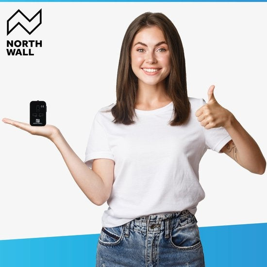 Adaptateur Universel avec 2 ports USB à charge rapide - Northwall - Prise de voyage internationale pour plus de 150 pays - Angleterre, Amérique, Afrique du Sud, USA, Italie, Royaume-Uni, Australie, Inde, ...