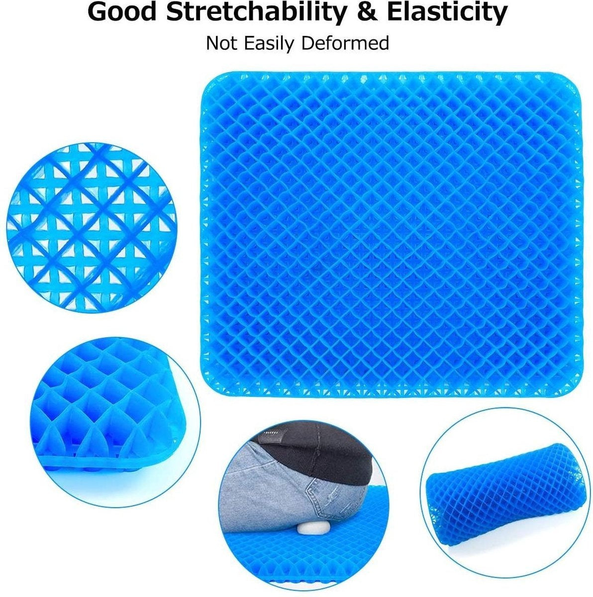 Fuegobird Gel Pillow - Coussin ergonomique - Coussin de siège orthopédique - Structure alvéolaire double couche - Avec housse de coussin - Bleu