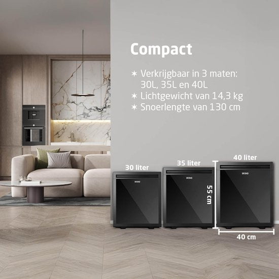 BREND BR-2227 Mini Fridge Freestanding 40 Liter - Réfrigérateur de table avec température réglable - Minibar avec orientation réglable de la porte - Noir