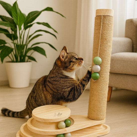By Cee Cee Scratching Post - griffoir pour chat - griffoir pour chat - jouet en bois pour chat - idéal pour plusieurs chats - 38x24.5x47.5cm - Noa