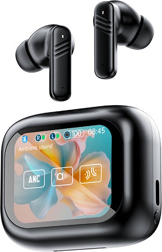 SoundVibe® - Earbuds Wireless With Noice Cancelling - Black - Bluetooth Earphones - Noice Cancelling Headphones - LX-10 Earpods with Screen - Works With Apple And Android - Earpods USB C - Wireless Earphons - Earphones Wireless
