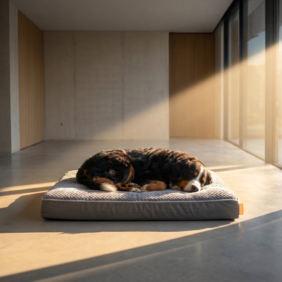 Coussin orthopédique pour chien Happysnoots® - Panier pour chien XXL 100 x 70 x 12 cm - Lit pour chien lavable pour grands chiens - Gris avec fermeture éclair