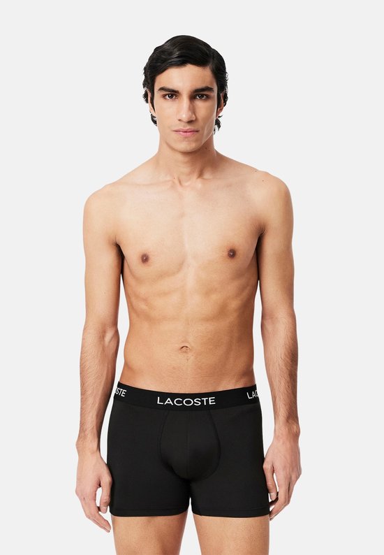 Boxers Lacoste pour homme, 3 pièces, en microfibre, basiques, noirs
