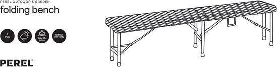 Banc pliant - Perel - motif osier noir - 180 X 25 X 43 cm