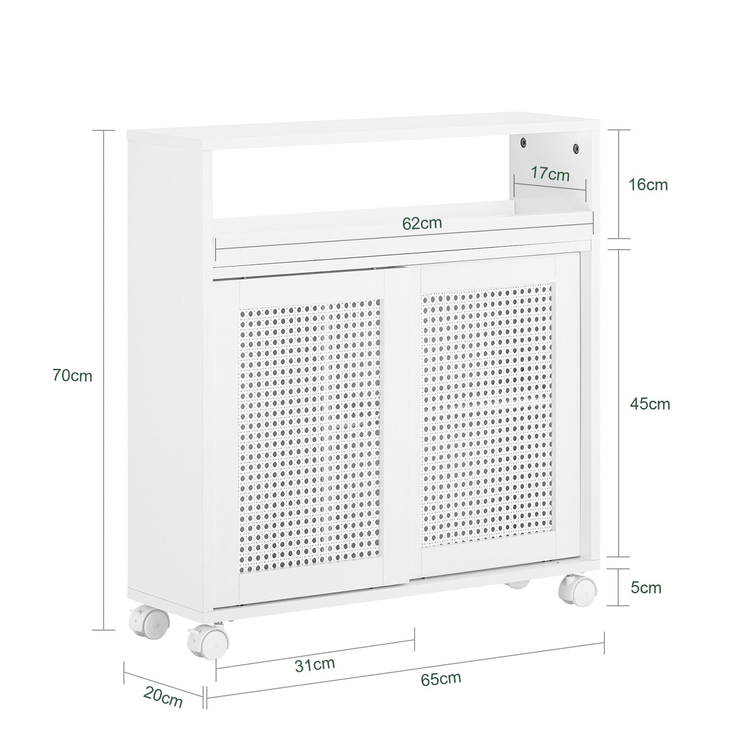 SoBuy Meuble bas - BZR119-W - 65 x 20 x 70 cm - MDF - Blanc