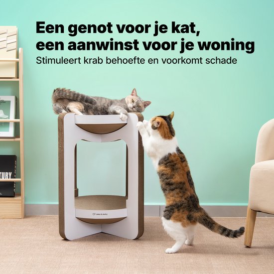 Jake et Jacky - Carton à griffer pour chats - Arbre à griffer en carton - Planche à griffer - Panier à griffer - Meuble à griffer - Tapis à griffer en carton - Panier pour chat - Lit pour chat - Tour pour chat - 52 x 52 x 58 cm