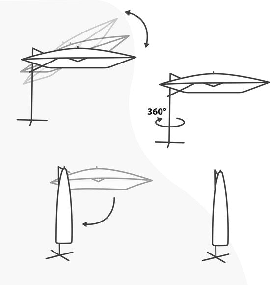 Parasol suspendu AXI Marisol Ø 300 cm, aspect bois/beige, housse incluse – Armature en aluminium thermolaqué avec pied en croix – Rotation à 360° – Inclinable – Toile anti-UV