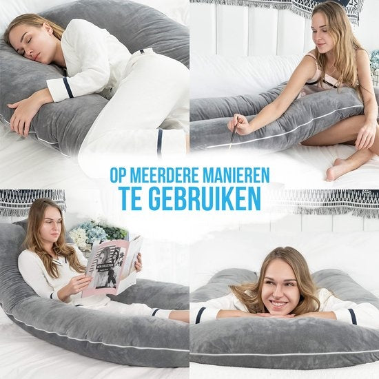 Avalo Oreiller de grossesse 5XL - 330CM - Housse amovible - Oreiller pour le sommeil latéral / Oreiller pour le corps / Oreiller pour le corps / Oreiller d'allaitement