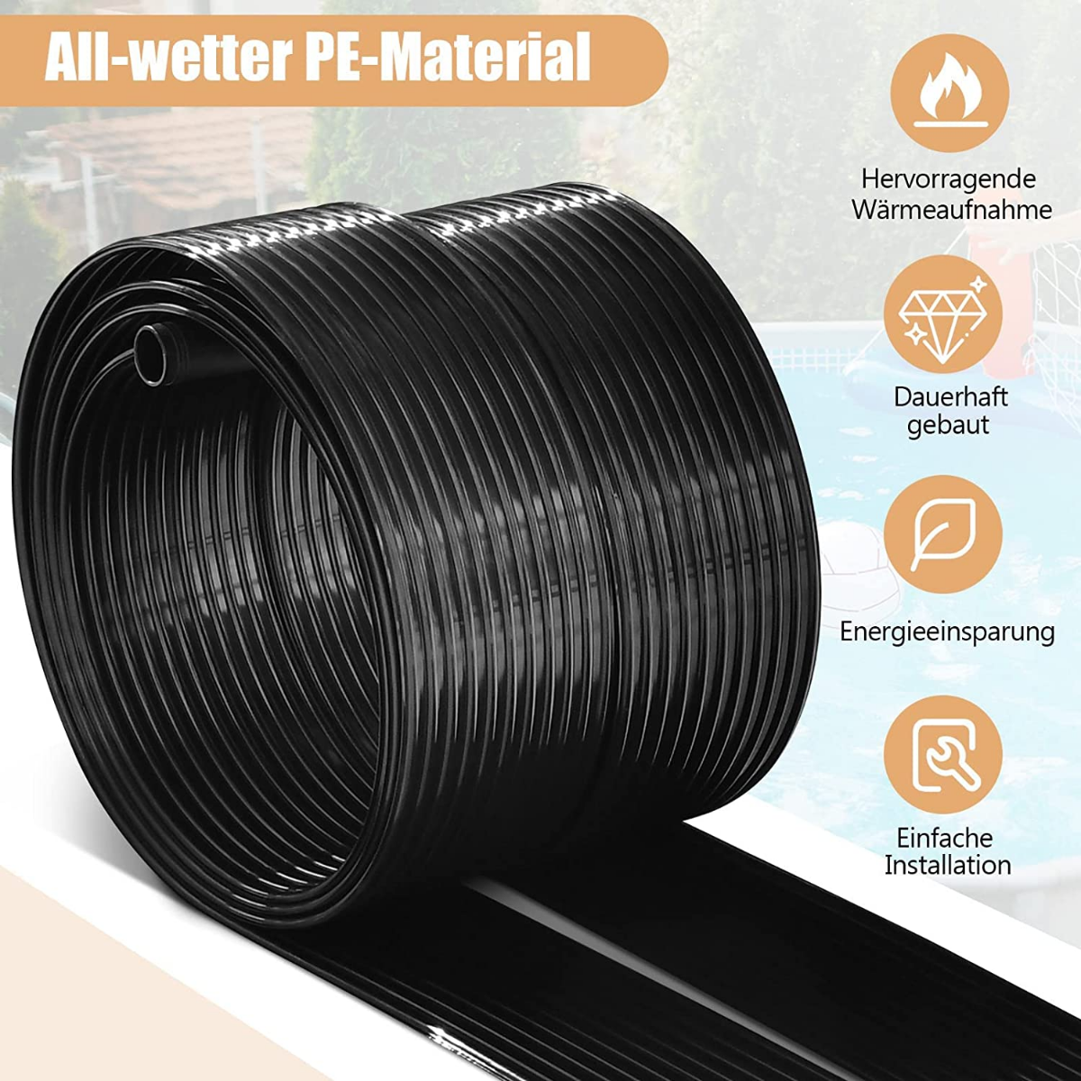 Chauffe-piscine Coast 600 x 75 cm panneaux solaires pour piscines enterrées et hors-sol de 25800 L