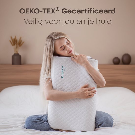 Oreiller CozySense® - Oreiller orthopédique - Oreiller ergonomique - Mousse à mémoire de forme contre les douleurs cervicales - Taie d'oreiller et sac de transport inclus - Fermeté moyenne