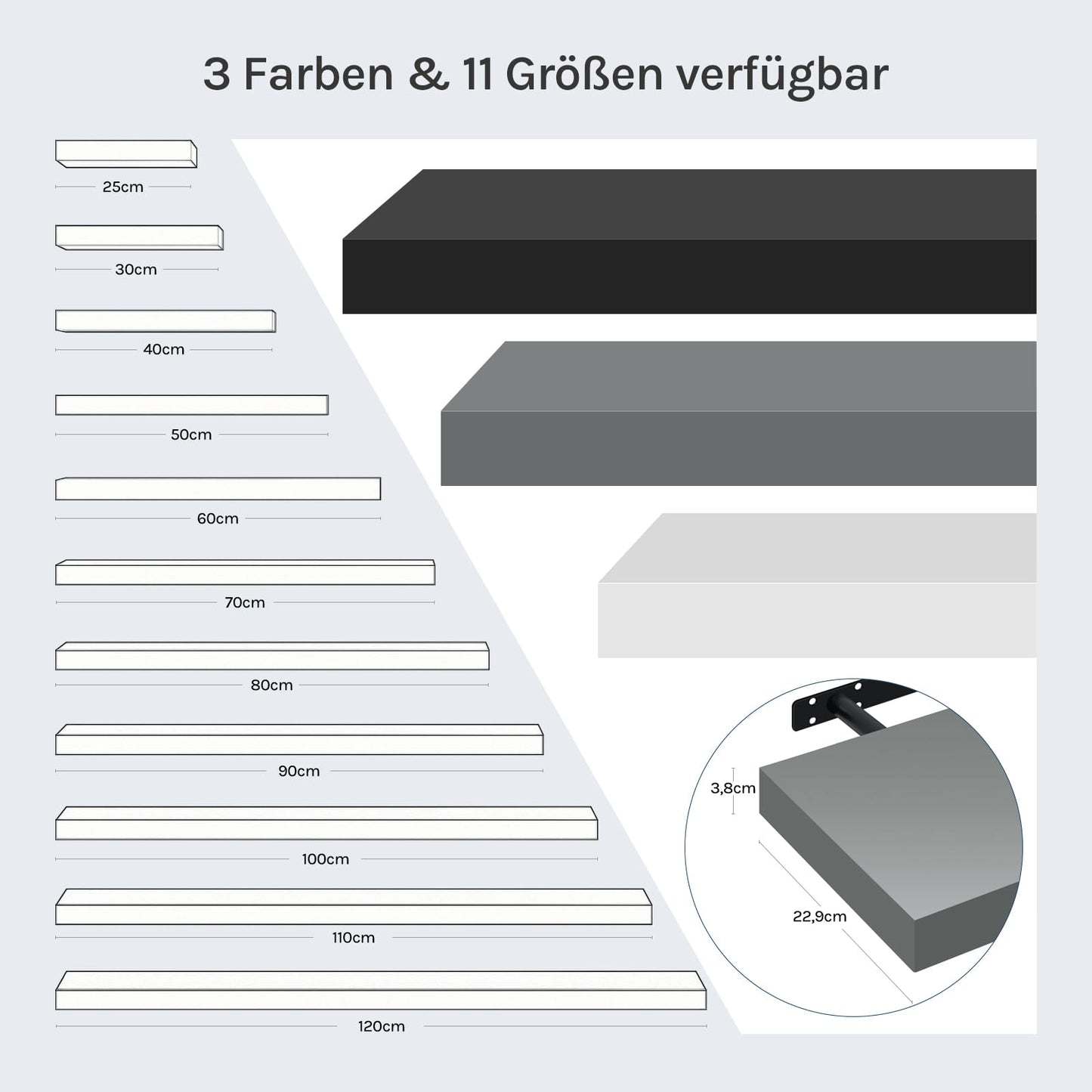 Étagère murale suspendue WOLTU - étagère murale - gris brillant - MDF - 25 x 22,9 x 3,8 cm