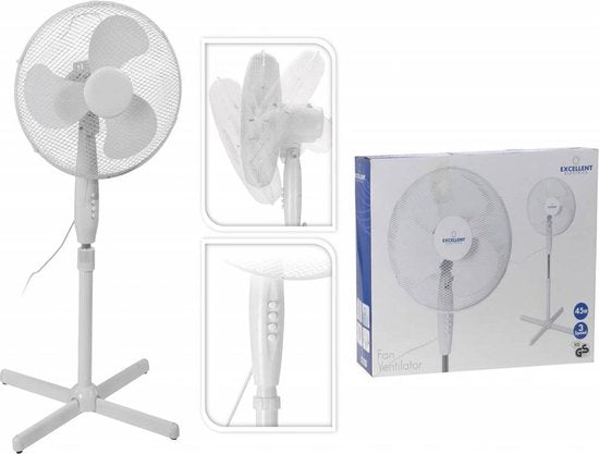 Excellent Electrics - Ventilateur sur pied - Ventilateur à trépied - 40 cm, blanc - 40 W