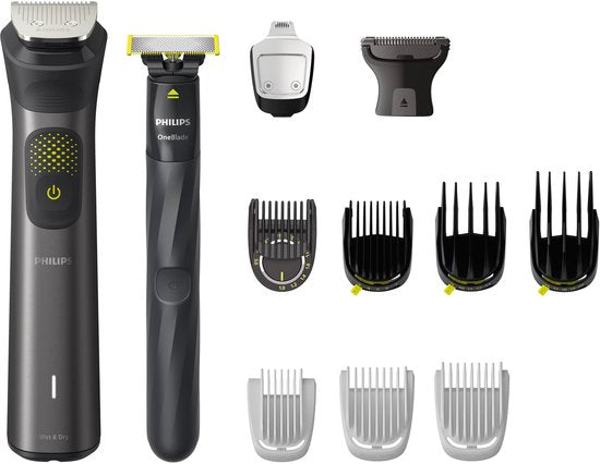 Philips All-in-One Série 9000 MG9540/15 - 13-en-1 - Multigroom - Tondeuse à barbe - Pour la barbe, le corps et les cheveux - avec OneBlade - Gris foncé