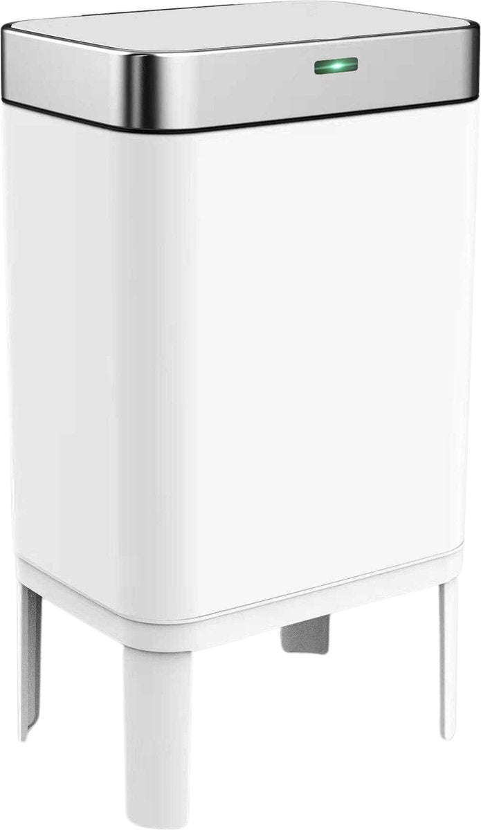 Loftey Sensor Waste Bin 60 Liter - Touch Free Waste Bin - Garbage Bin - Waste Separation 2x30L - Kitchen - White/RVS