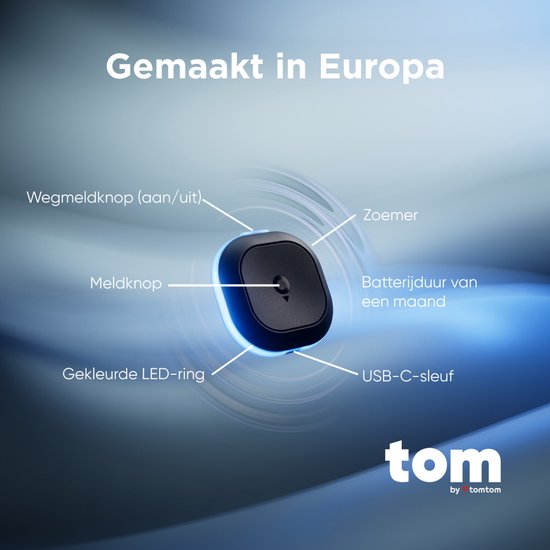 Tom by TomTom | Détecteur de radars pour voiture | Avertit en cas de radars fixes et mobiles, ainsi que d'embouteillages | Sans abonnement | CarPlay et Android Auto | Fabriqué en Europe