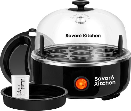 Savoré Kitchen 3-in-1 Poule à oeufs 7 oeufs - électrique - Poule à oeufs avec minuterie - noir