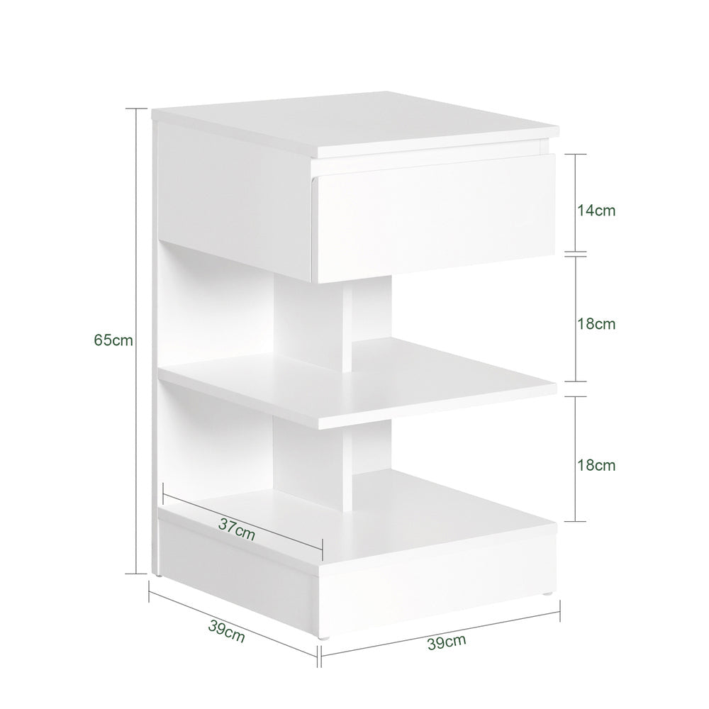 SoBuy Sideboard - Table basse avec 1 tiroir coulissant - Max. 60KG - 39 x 39 x 65 cm - Blanc
