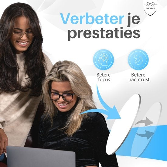 LC Eyewear Display Glasses - Lunettes à lumière bleue - Etui à lunettes inclus - Unisexe - Transparent bleu
