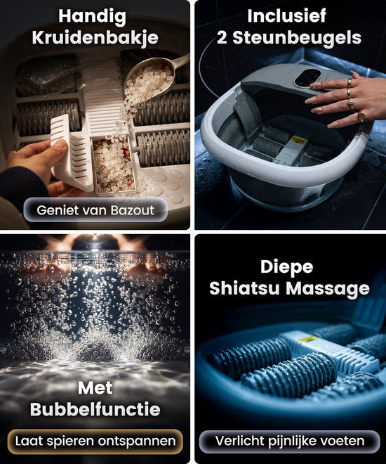 Bain de pieds ProTrue® avec massage - Bain de pieds électrique pliable avec rouleaux de massage - Appareil de massage des pieds avec fonction bulles et chauffage jusqu'à 46 °C