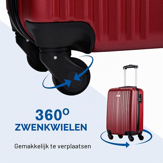 Ensemble de valises Slazenger 2 pièces - Rouge - Coque rigide en ABS - 71 et 26 litres - Serrure à combinaison - Roulettes pivotantes à 360°
