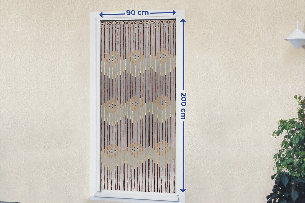 Rideau à perles Wenko en bambou, fabriqué à la main - Rideau de porte pour balcon et terrasse - 90 x 200 cm - Multicolore