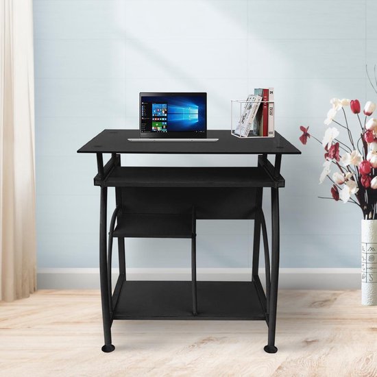 Bureau table ordinateur portable - gain de place - 70 cm x 50 cm - noir