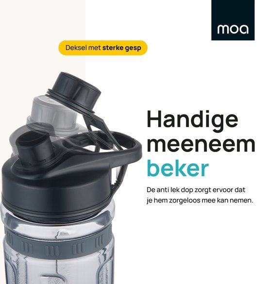 Blender - MOA - Blender to Go - Mini Blender - 2 gobelets en Tritan de 600ml - Smoothie Maker - 800W - Noir - MB10B