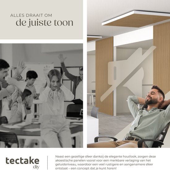 tectake® Jeu de 4 panneaux acoustiques Sonic Wall - Panneau absorbant le son - Isolation acoustique - Panneau mural acoustique - 120x60x2,1cm - Décoration murale acoustique - Chêne clair