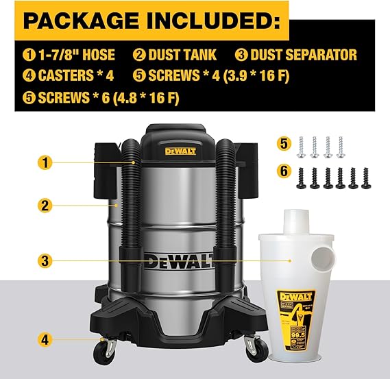 Détendeur de poussière cyclonique DeWALT - 38 L - Professionnel - Noir