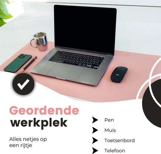 WURK Tapis de bureau professionnel en cuir synthétique - Organisateur de bureau - Accessoires de bureau - Tapis de souris XXL- Inclut un clip pour câble - 80x40 - Rose