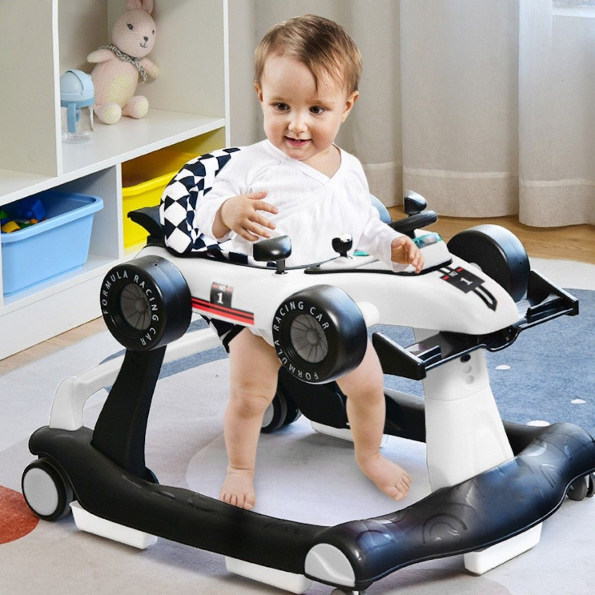 Poussette 4-en-1 avec hauteur et vitesse réglables Chariot pour bébé avec patins antidérapants Poussette pliable Noir/jaune/bleu/gris/blanc/rouge