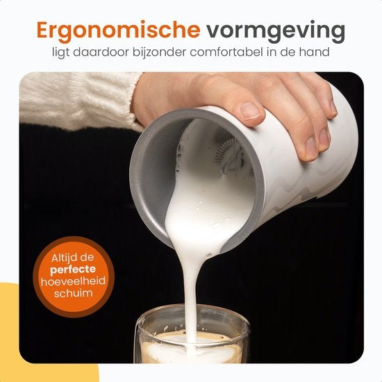 Goliving Mousseur à lait électrique 4 en 1 pour faire mousser et chauffer Revêtement antiadhésif 240 ml Blanc