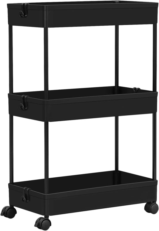 Chariot de rangement Klihome à 3 étages - 39 x 20,5 x 58,5 cm - Mobile - Jusqu'à 15 kg