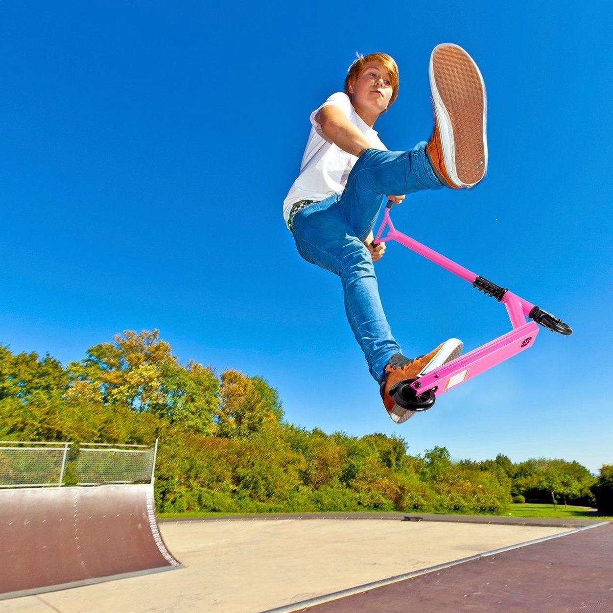 LifeGoods StuntRider - Scooter cascadeur - Étape 8+ Years - Roues 100mm - Garçons/Filles - Rose