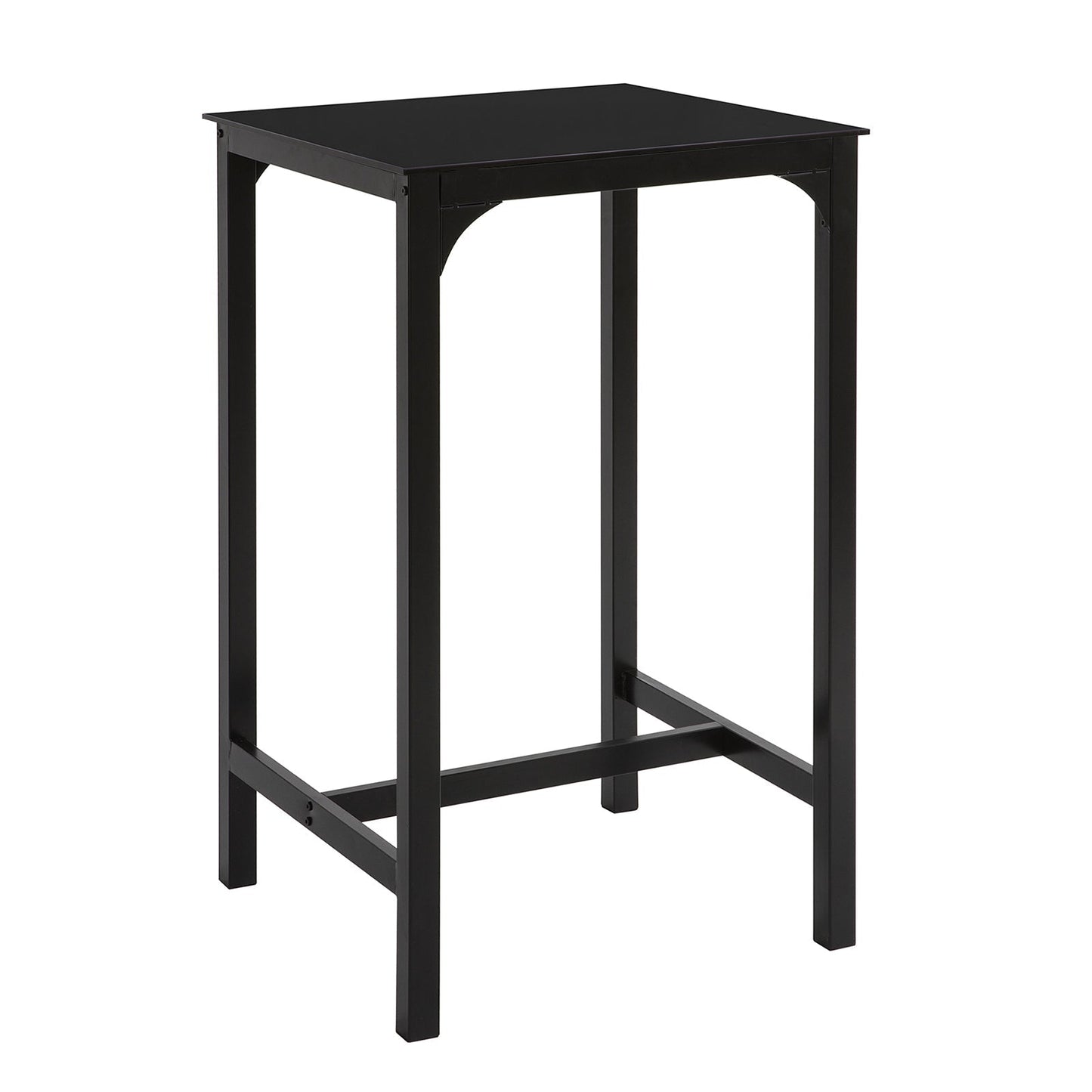 SoBuy OGT38-SCH Table de bar haute carrée 60x60x100 cm Verre noir avec pieds en acier