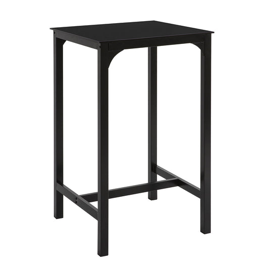 SoBuy OGT38-SCH Table de bar haute carrée 60x60x100 cm Verre noir avec pieds en acier