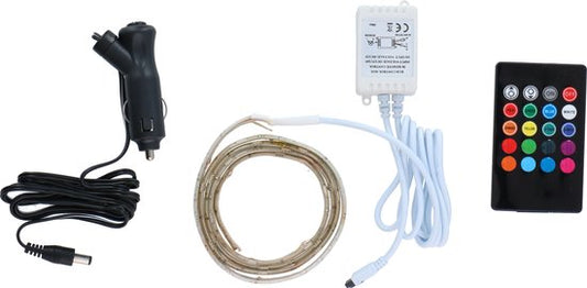 Dunlop Bande LED - 1 Mètre - 30 LED - 16 Couleurs - Dimmable - Avec télécommande - 12V/24V