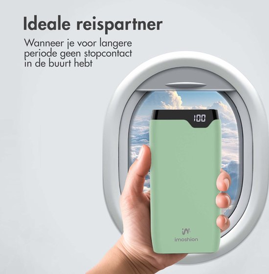 Batterie externe - imoshion - 20000 mAh - Chargeur rapide 22,5W - USB C & USB A - Convient pour iPhone et Samsung - Vert clair